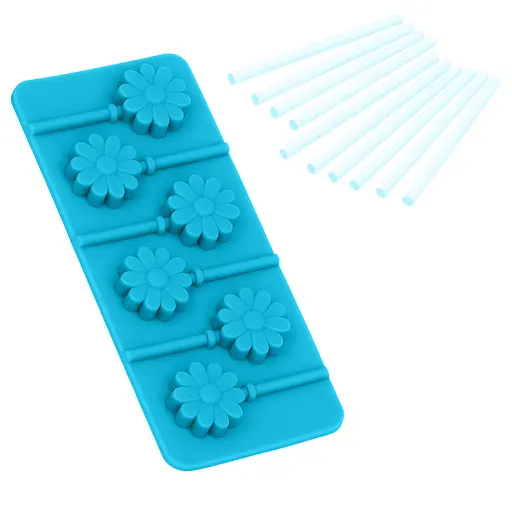 Силиконовая форма для леденцов и конфет на палочке "Цветок", Kitchen Master Бирюзовый 87398 - фото 6