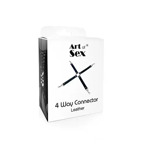 Крестовина из натуральной кожи Art of Sex - 4 Way Connector, Черный - фото 4