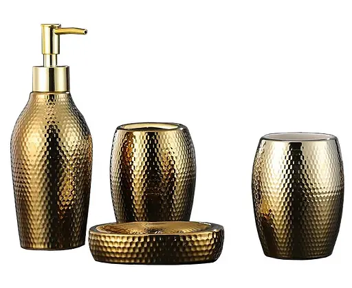 Набор аксессуаров для ванной комнаты Rea gold HOM-01108, Золотой - фото 1