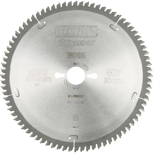 Диск пильный DeWalt Extreme Workshop 250 х 30 мм 80 зубьев (DT4287)