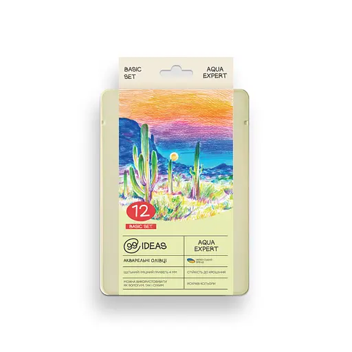 Набор карандашей акварельных 99IDEAS "Aqua Expert" 12 цветов, Basic Set, металлическая коробка, 99AE-12BAS