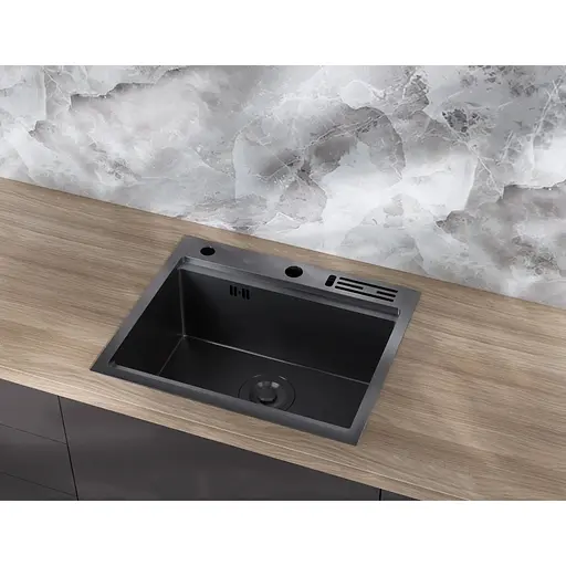 Мойка для кухни Nett NB-5747 черная из нержавейки с PVD покрытием многофункциональная. - фото 6