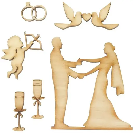 Набор заготовок для декорирования Свадебная фанера 6 шт