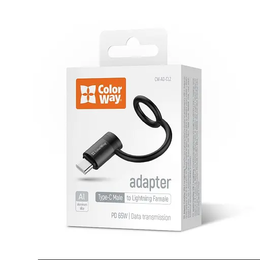 Переходник Type-C (М) - Lightning (F), черный, ColorWay (CW-AD-CL2)