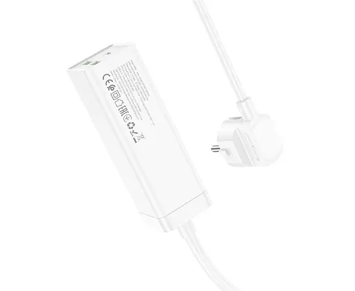 Зарядное устройство удлинитель Hoco AC9A 3 порта и 1 розетка 1.5 метра белое - фото 2