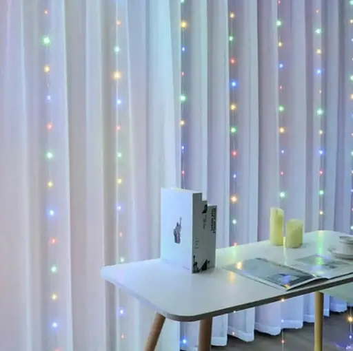 Новогодняя светодиодная гирлянда-штора Роса 2x2 м с 160 цветными LED лампочками и питанием USB - фото 5