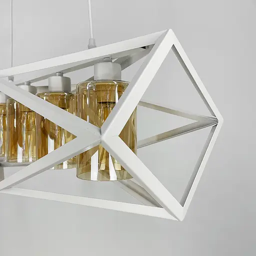 Підвісна люстра в білому корпусі з янтарними плафонами Line.F 12172/4 - фото 5