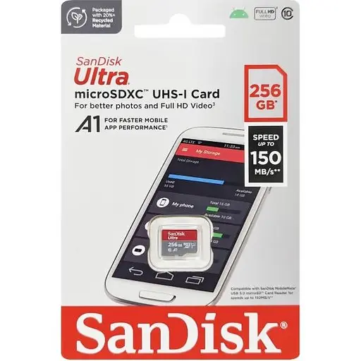 Карта памяти SanDisk microSDXC 256 GB UHS-I Ultra A1 V10 (SDSQUAC-256G-GN6MN) [141839] - фото 2