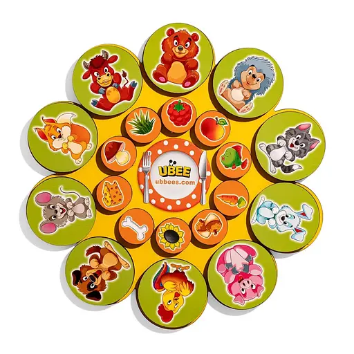 Деревянный детский сортер "Кто что ест" Ubumblebees (ПСД276) PSD276 на липучках - фото 1