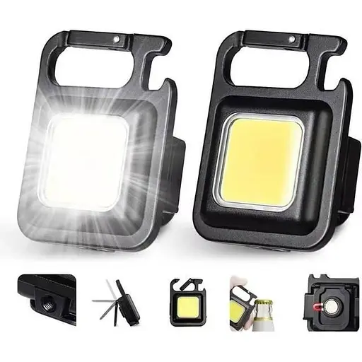 Кемпинговый LED ручной фонарик-брелок с открывалкой и магнитом на аккумуляторе - фото 2