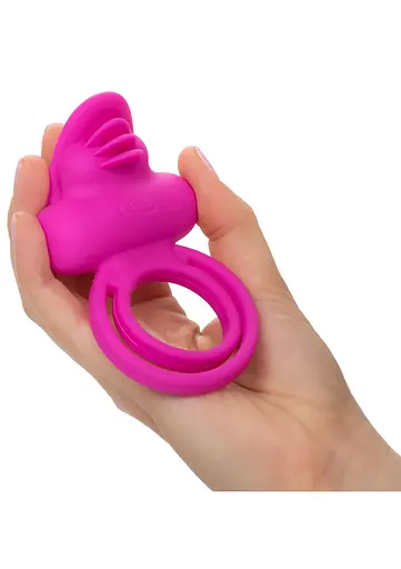 Виброкольцо CalExotics Dual Clit Flicker Enhancer 6х3.7 см розовый - фото 6