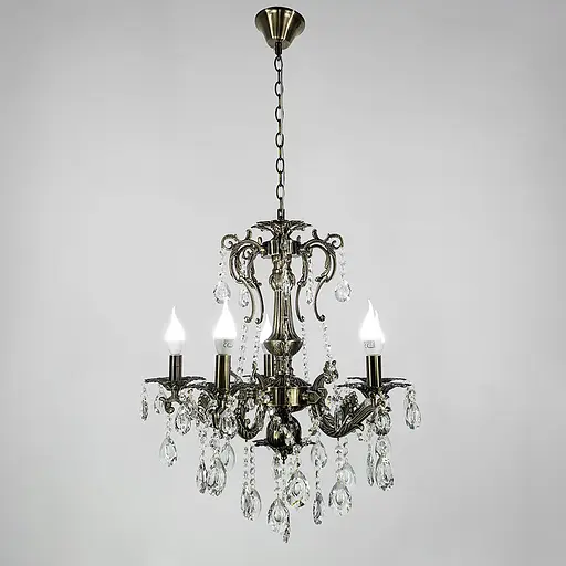 Підвісна кришталева люстра Crystal Life у бронзовому корпусі на 5 ламп Line.F 11549/5 - фото 3