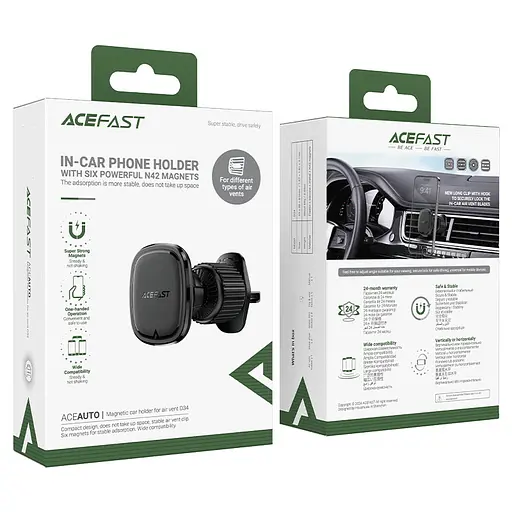 Автотримач для телефона ACEFAST D34 air outlet magnetic car holder Black - фото 2