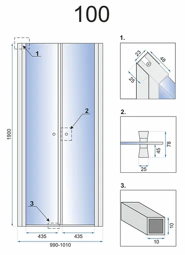 Душевые двери Rea Western Space N2 100 REA-K9994, прозрачный, хром - фото 6