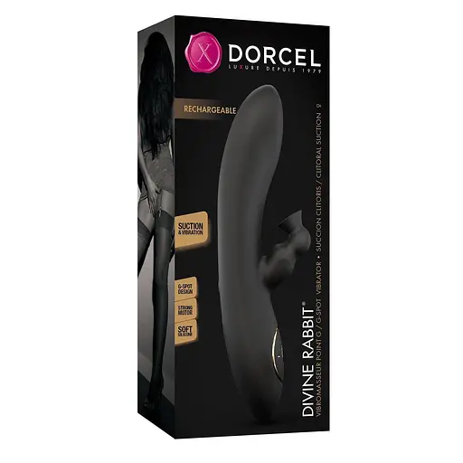 Вакуумний вібратор-кролик Dorcel Divine Rabbit 20.5 см чорний - фото 6