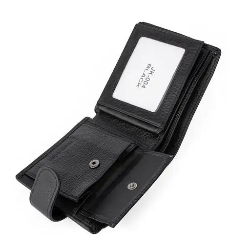 Портмоне мужское кожаное JK 004 на кнопке черное - фото 4