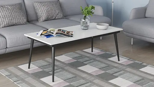 Стіл журнальний трансформер Dandi Small Ferrum-decor 45x120(160)x70 Чорний метал ДСП Білий 16 мм (FRD-106799)