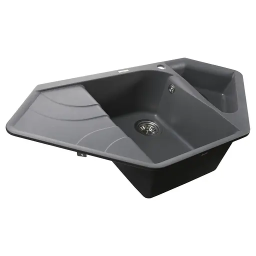 Гранитная мойка Globus Lux Garda серый металлик 1000x500 мм А0003, Серый - фото 4