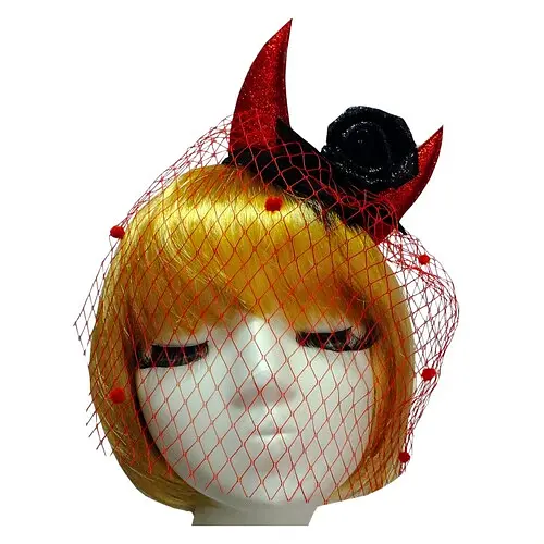 Капелюшок-міні Чортиця з трояндою - фото 1