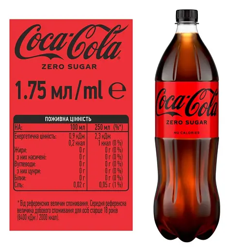 Напиток Coca-Cola Zero безалкогольный сильногазированный 1.75 л - фото 2