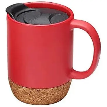 Керамічний кавовий кухоль OldBro REd 400 мл з ізольованим корковим дном і кришкою - фото 1