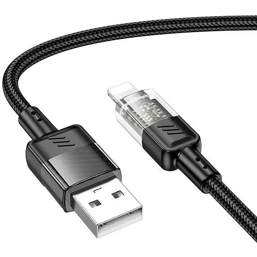 Кабель Hoco Lightning Spirit прозрачный зарядный кабель для передачи данных U129 2.4A 1.2 м
