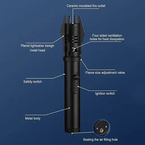 Кухонный факел Hit Fire Machine Lightseber Регулируемый красный огонь Подарок для шеф-повара Blow Torch Refillable Creme Brule - фото 3