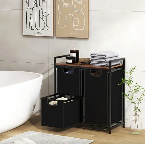 Кошик для білизни Costway Nordi 58 л в стилі Loft чорний - фото 4