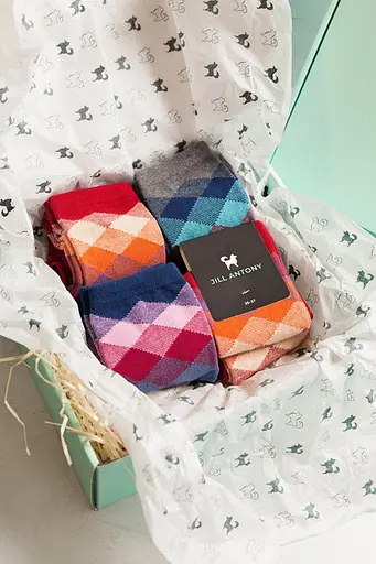 Красные носки ромбы бесшовные 100% ORGANIC cotton JILL ANTONY 38-40 - фото 2