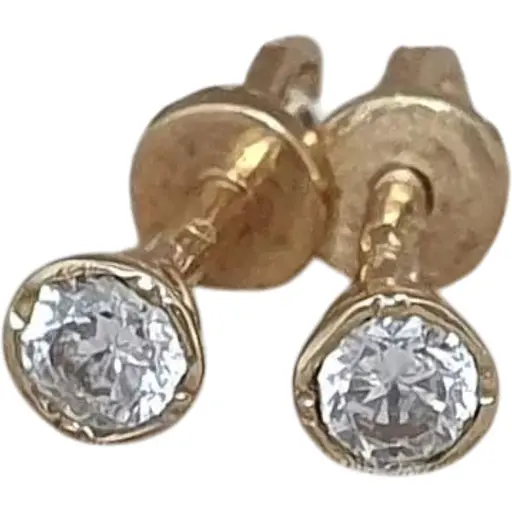 Золотые серьги-пуссеты Гаразд с фианитами. 3531639