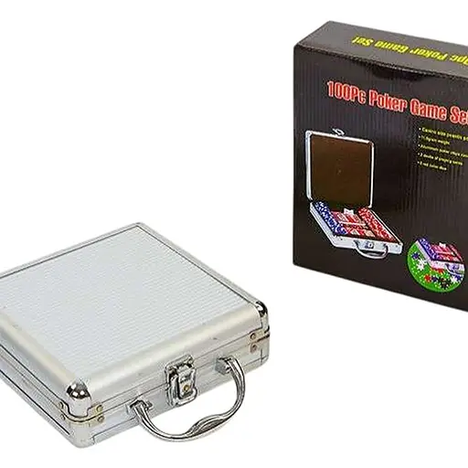 Настольная игра Johnshen Sports Покерный набор 100 фишек по 11,5 г без номинала (алюминиевый кейс) (59208) - фото 1