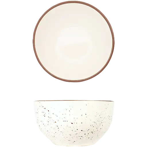 Чаша для салату керамічна Well Done 14 см біла мармурова (WD-5011W) - фото 1