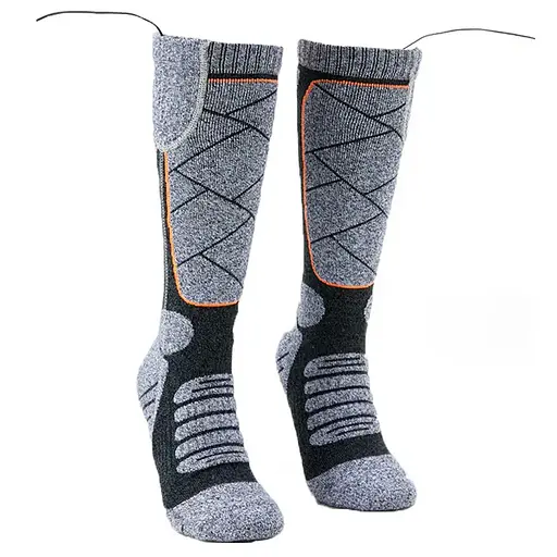 Высокие носки с подогревом и блоком питания на 2200mAh (Серые с ромбиками) - фото 7