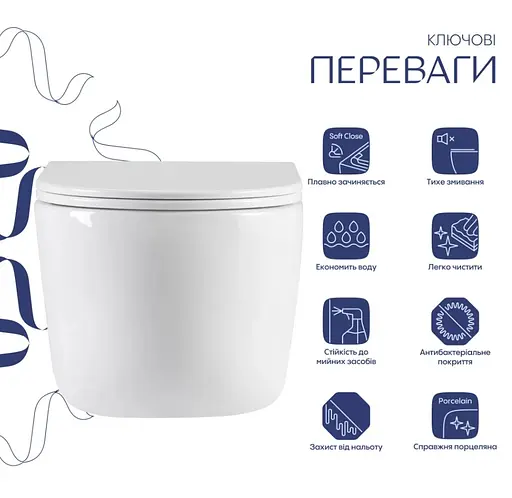 Унитаз подвесной Qtap Taurus Ultra Quiet, с сиденьем Slim Duroplast / Soft-close / Quick Release QTTAU26W49116 - фото 2