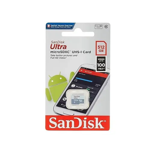 Карта памяти SanDisk Ultra 512Gb microSDXC (UHS-1) class 10 A1 (100Mb/s) SDSQUNR-512G-GN3MN - фото 2