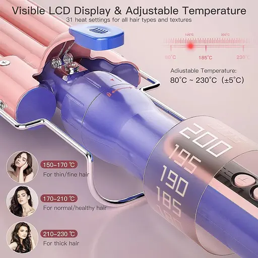 Набір для завивки волосся YIRISO 5 в 1 з 3 бочками, керамічні щипці для завивки 9-25 мм - фото 6