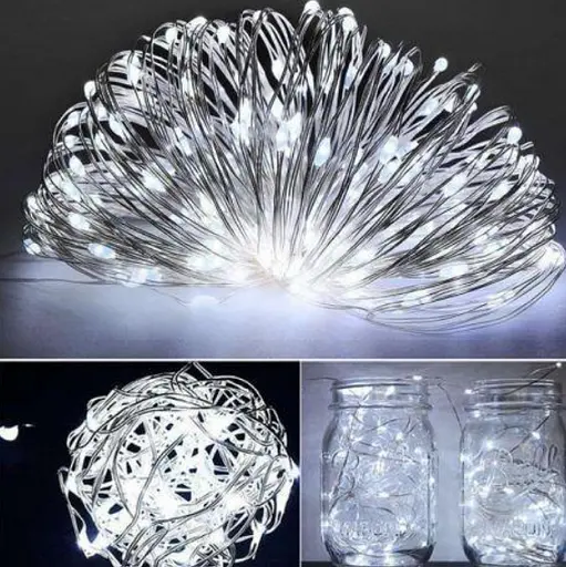 Світлодіодна гірлянда нитка крапля роси 4.5 м 50led батарейки біла - фото 2