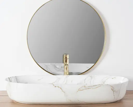 Умивальник Rea Cleo 81 накладний білий/мармур REA-U8404, Мармур - фото 4