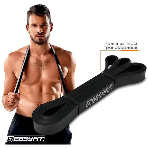 Гумова петля-еспандер Easyfit Origin 6-31 кг гумка для підтягувань, фітнесу та тренувань Чорна (EF-2654-3) - фото 2