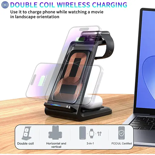 Багатофункціональний бездротовий зарядний пристрій HT-ZZ1 чорний колір - фото 6