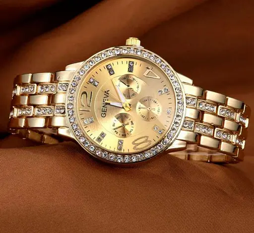 Наручний годинник жіночий Geneva Gold Золотий (195) - фото 10