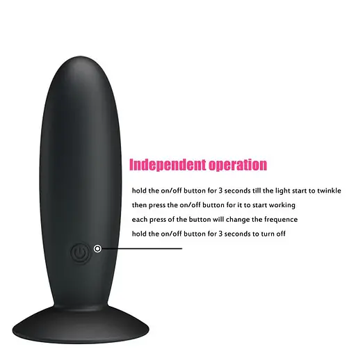 Анальна пробка Pretty Love Butt Plug Massager 11 см (чорний) - фото 7