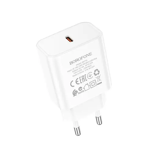 Мережевий зарядний пристрій Borofone BA71A Power single Port PD20W charger білий - фото 2
