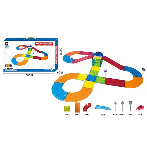 Трек 6003 машинка 8 см - едет,свет, дорожные знаки, 37 предм (6903317294787) - фото 1