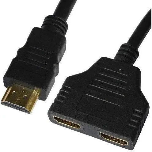 Переходник TCOM штекер HDMI 2 гнезда HDMI-сплитер шнур 0.2 м