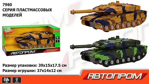 Танк на батар 7960 АВТОПРОМ, світло, звук, кор.39*15*17,5 см (6965865110315) Зелений - фото 2