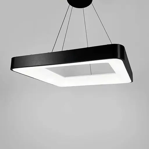 LED люстра підвісна в чорному квадратному корпусі 58х58х6,5 см | Line F | Арт. MJ312-600 BK - фото 3