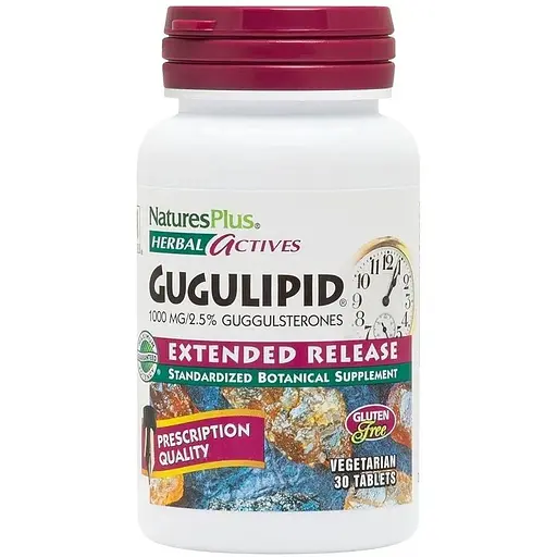 Гугуліпід Natures Plus Herbal Actives Gugulipid, 30 таблеток для підтримки рівня холестерину