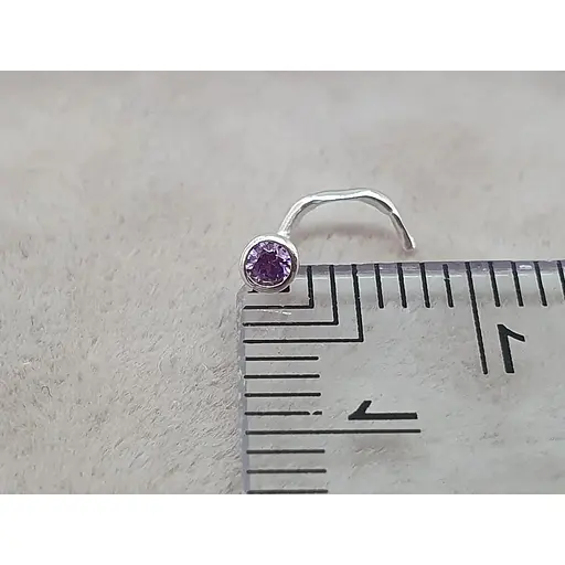 Серебряная серьга-пирсинг в нос. 1023.4С Аметистовый - фото 5