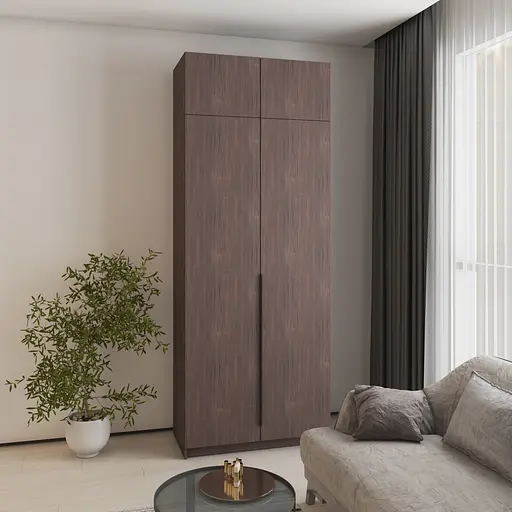 Шафа 2-дверна з антресоллю MebelStar Оскар ДСП BL-B, блок шухляд+полиці 100x52x260 см Дуб рістрето (MBS-4864) - фото 1